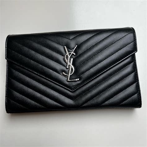 ysl woc size|ysl large monogram quilted leather wallet on a chain.